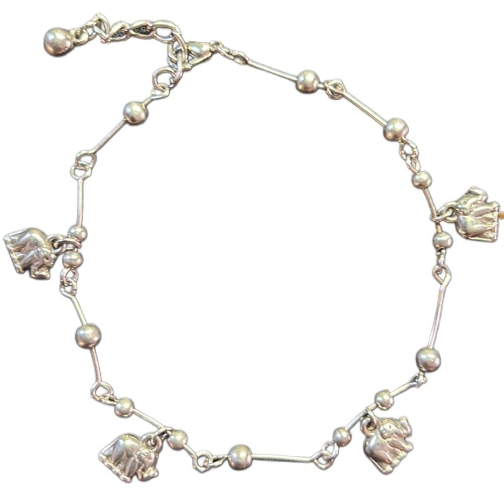 Sterling‎ Silver Elephant bracelet or Anklet - Charming Elephant Charm Jewelry